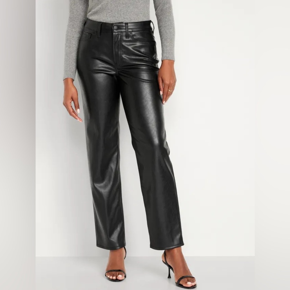 Old Navy High-Rise OG Loose Vegan Leather Straight Leg Pants